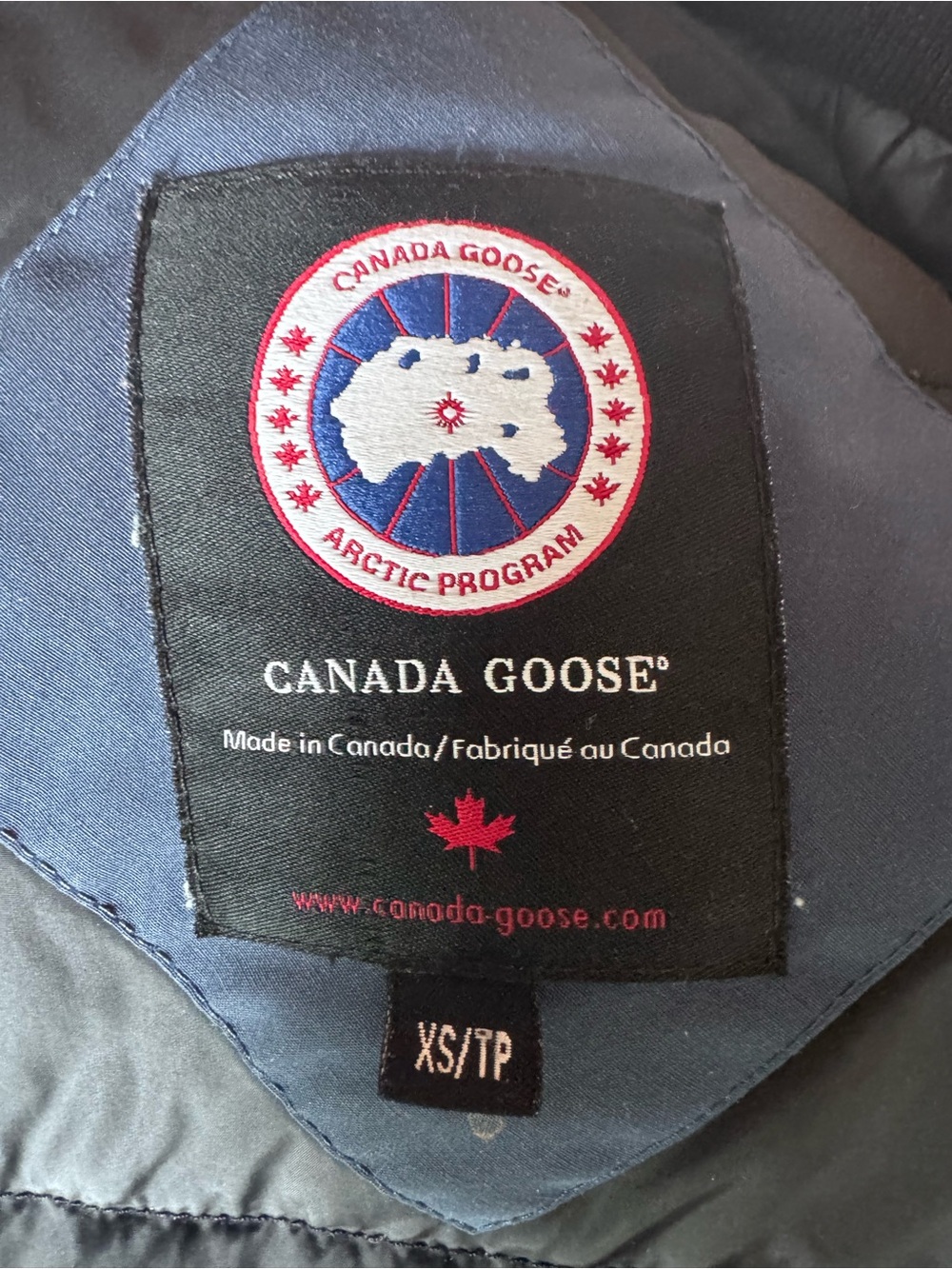 Canada Goose Navy Jacket with Red and White Arctic Patch